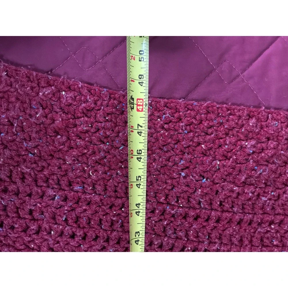 Unbranded‎ Crochet Throw Blanket Unisex OS Burgundy Tweed